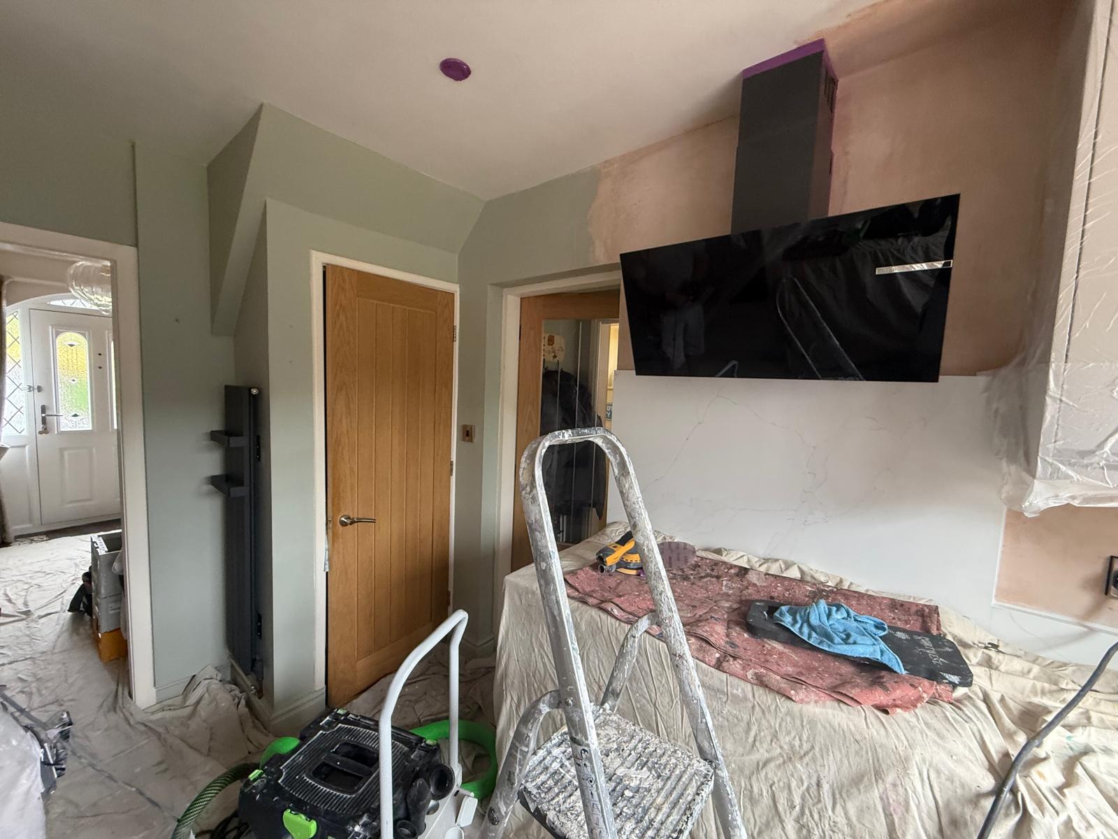 During interior kitchen painting