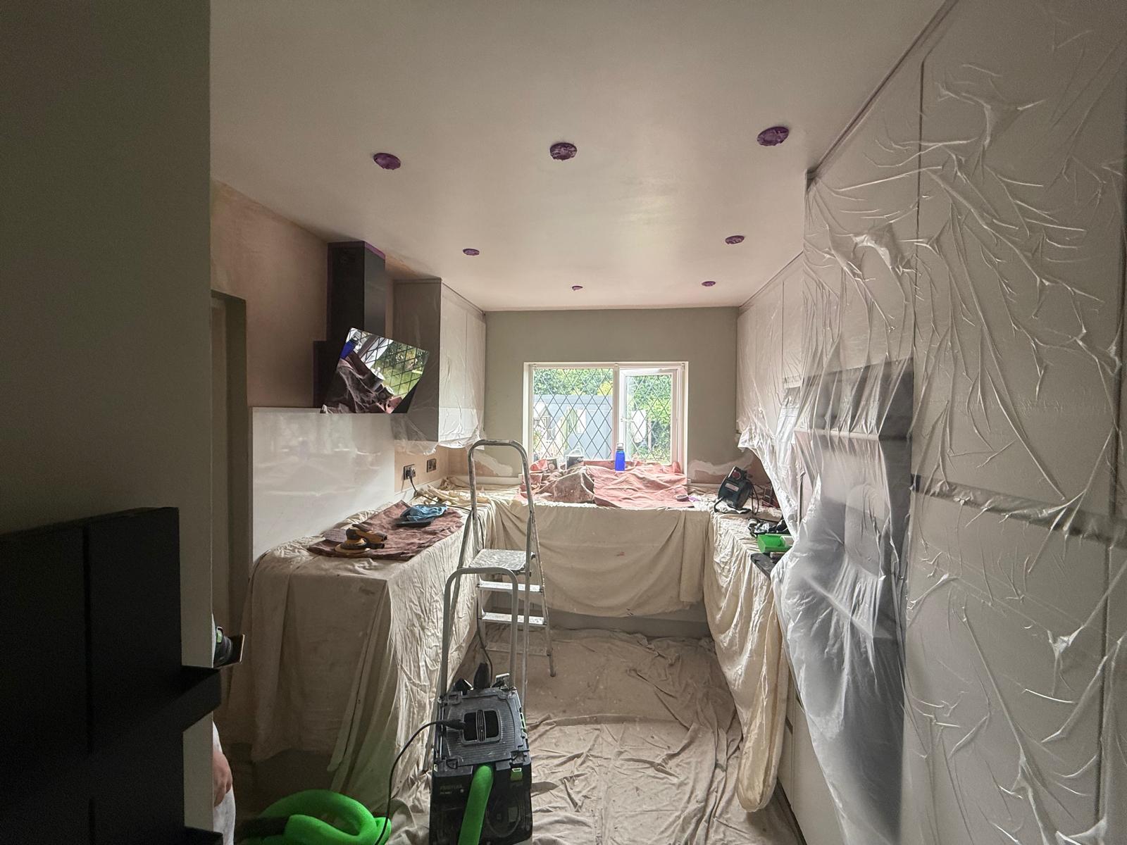 During interior kitchen painting